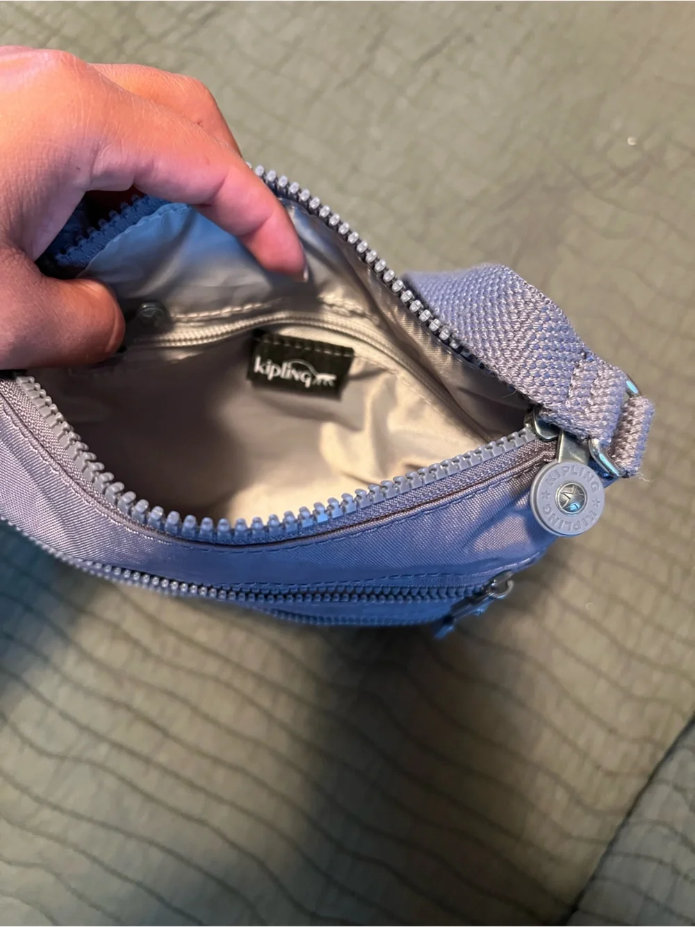 Kipling Light Lavender Crossbody Bag with Silver Hardware